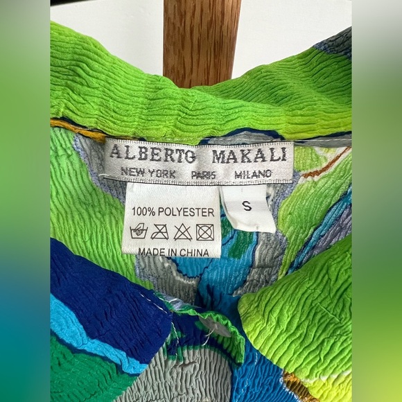Alberto Makali Vibrant Green and Blue Button Down/Up Shirt sz Small - Picture 4 of 6